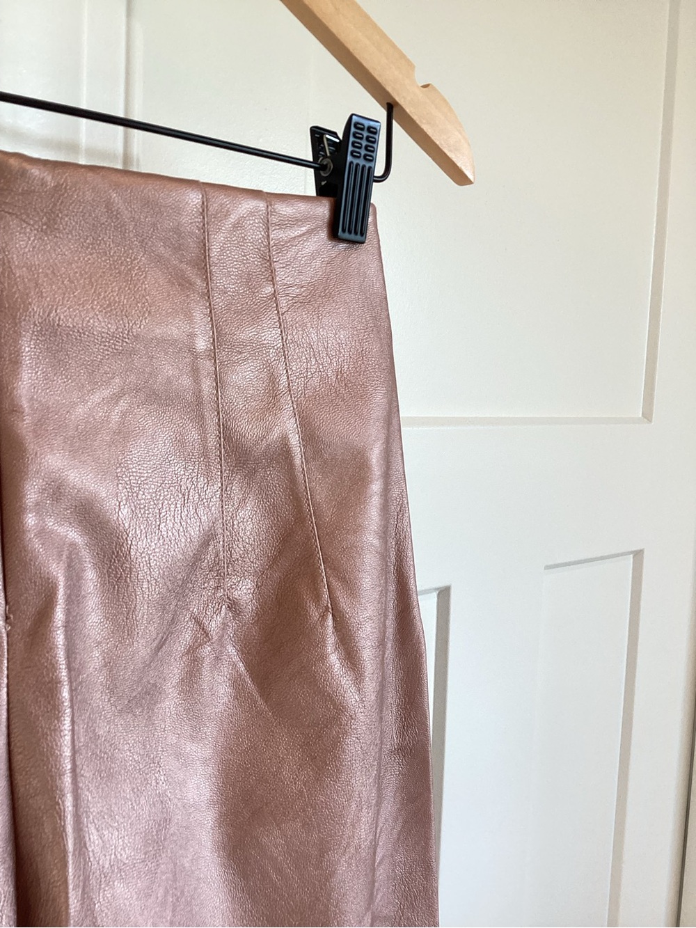 Anthropologie Colette Pants Maeve Cropped Wide Leg Ruffle Faux Leather New 26 - Picture 10 of 10